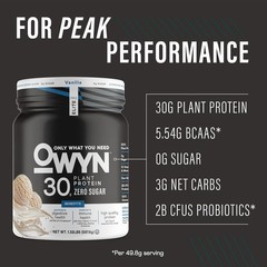 Owyn Only What You Need Pro Elite High Protein Powder, 30g Vegan Protein for Wor