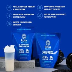Koia Plant Based Protein Elite Powder, Vanilla, 32g Protein, 4g Sugar, 6g…