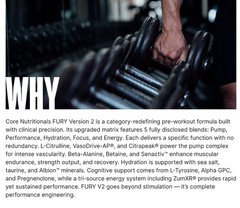 Core Nutritionals FURY V2 NEXT GEN PRE 1lb (20-40 Serv) Tropical BEST BY 11/ 26