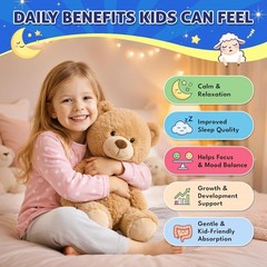 Magnesium Gummies for Kids, Magnesium Glycinate Gummies with Chamomile, Lemon