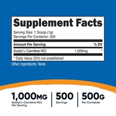 Nutricost Acetyl L-Carnitine Powder – 500 grams (Unflavored)