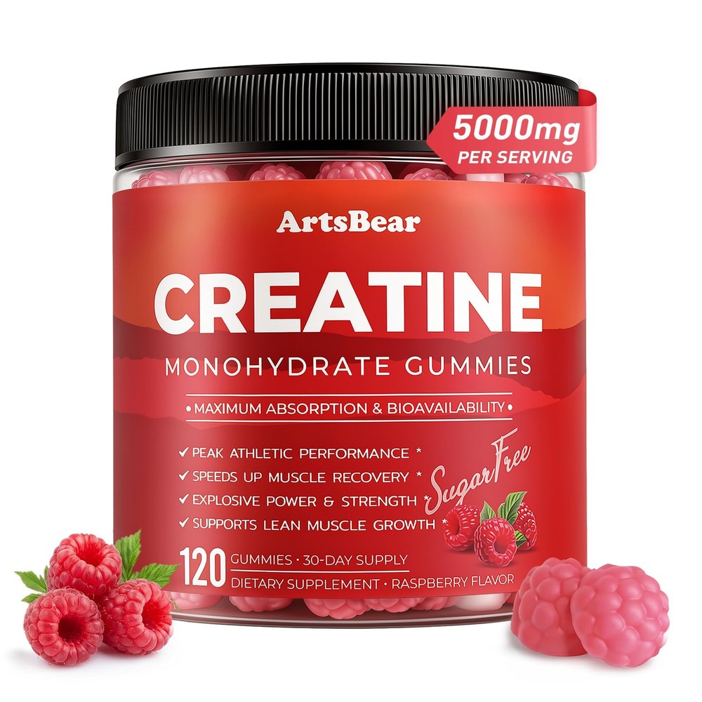 Creatine Monohydrate Gummies 5000mg, Sugar Free Vegan, 120 Count, with Beta-A…