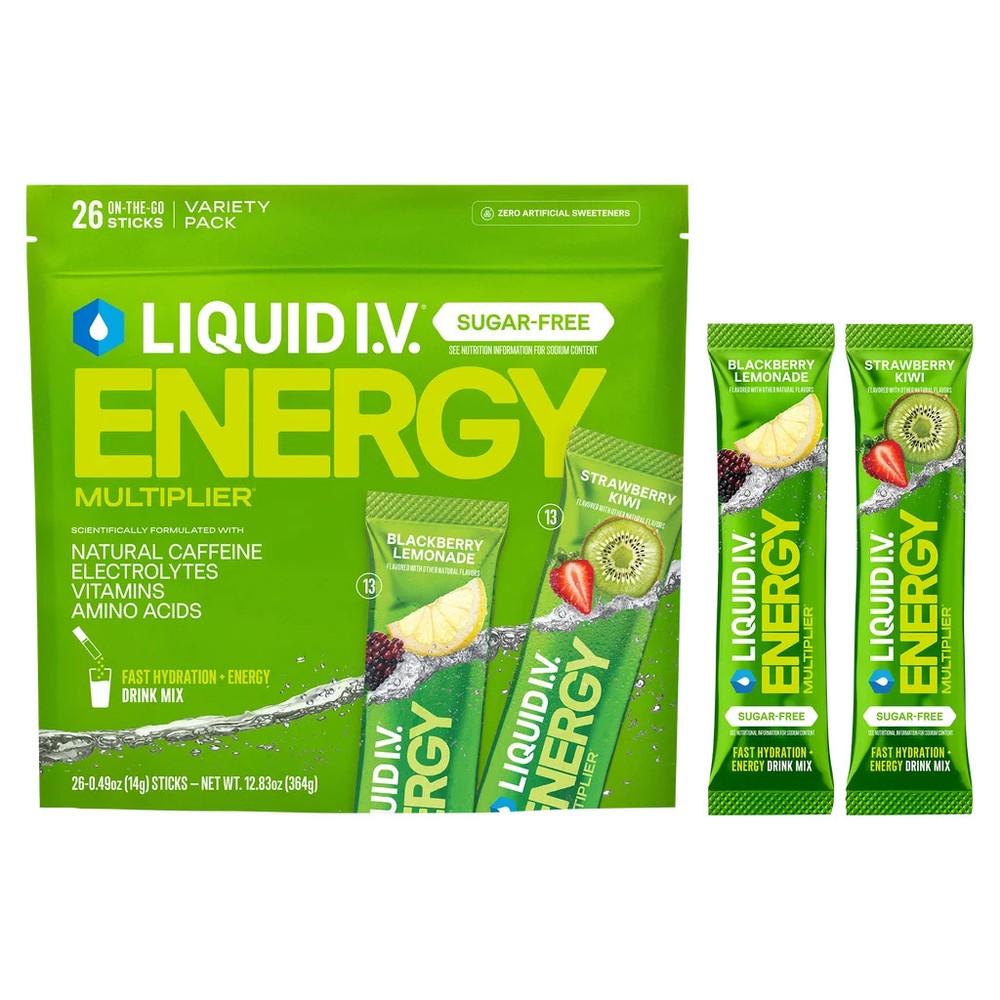Liquid I.V. Energy Multiplier Sugar Free 26 Sticks Variety Pack EXP-08/27