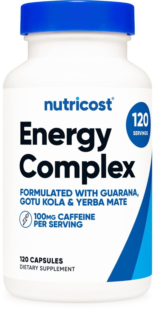Nutricost Natural Energy Pills Complex 120 Capsules, 100mg Caffeine – Non-GMO