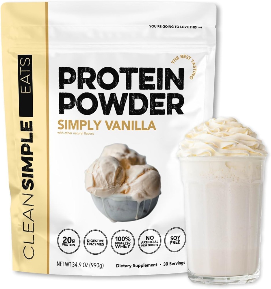 Clean Simple Eats Whey Protein Powder, Simply Vanilla Flavor Naturally Sweetened