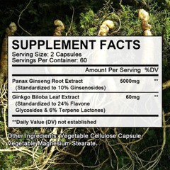 Ginseng + Ginkgo for Brain Function, Blood Circulation,Performance Energy Memory