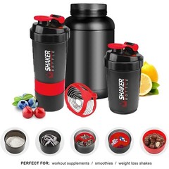 500ml Protein Shaker Bottle Layered Powder Storage Water Bottle Wire Ball