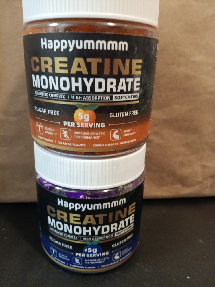 2X Happyummmm Creatine monohydrate chews Grape and orange flavored