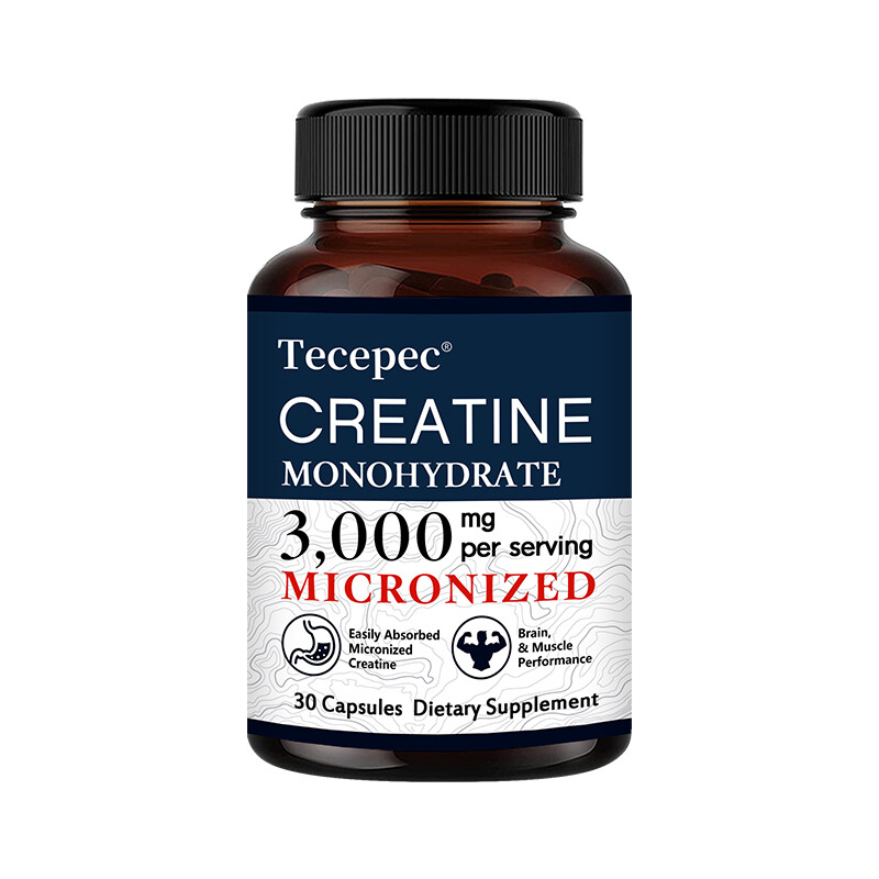 3g Creatine Monohydratea Capsules – Support Strength Muscle Booster 30/60/120ct
