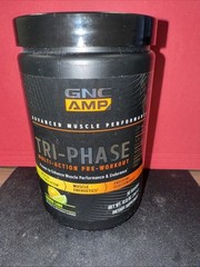 GNC AMP Tri-Phase Multi-Action Pre-Workout, Lemon Lime | 30 Servings