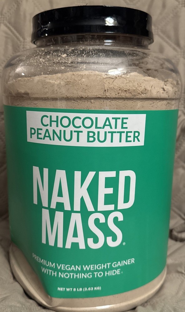 Naked Nutrition Mass 8lb CHOCOLATE PEANUT BUTTER Vegan Weight Gainer 4/2028*Dent