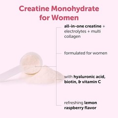 Creatine Electrolytes Collagen Powder Women Lemon Raspberry 5000mg