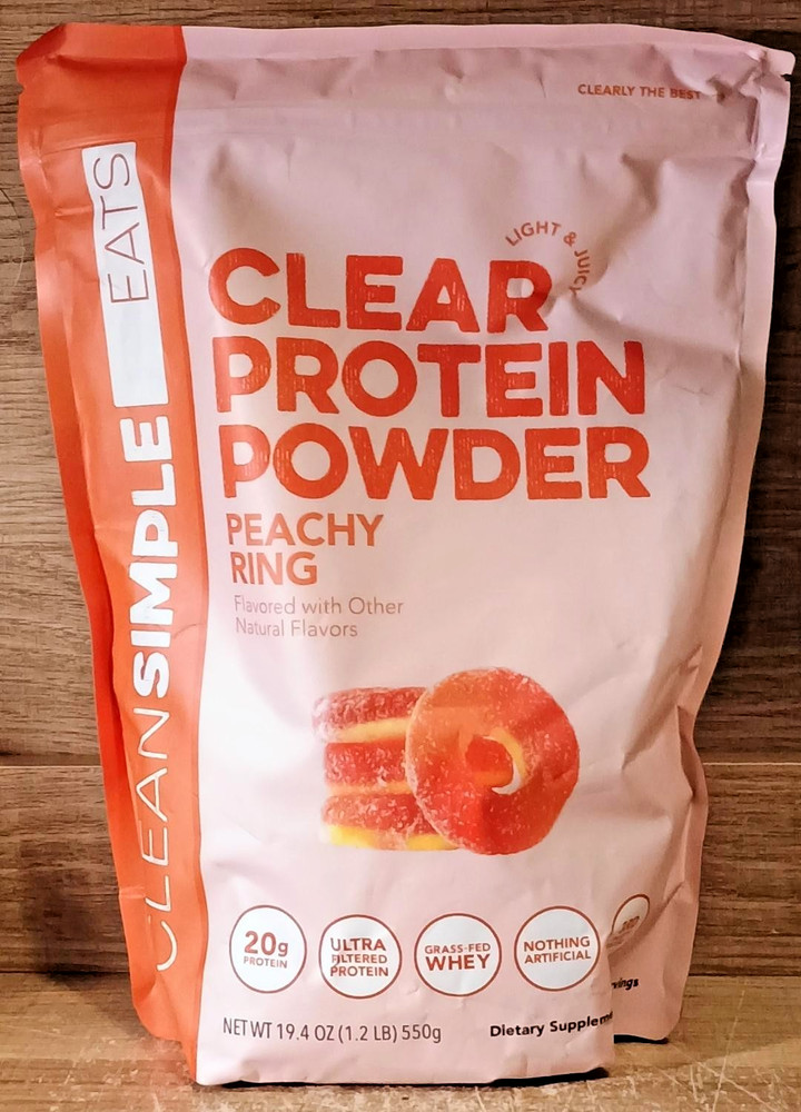 Clear Protein Powder 100% Grass-Fed Whey Peachy Ring 19.4 Oz CLEAN SIMPLE EATS
