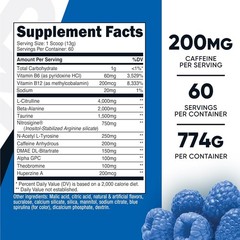 Delicious Blue Raspberry Pre-Workout Supplement – 32oz, 60 Servings, Gluten Free