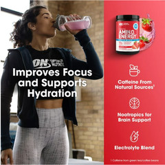 Optimum Nutrition Amino Energy Hydration + Focus Powder, Strawberry Burst