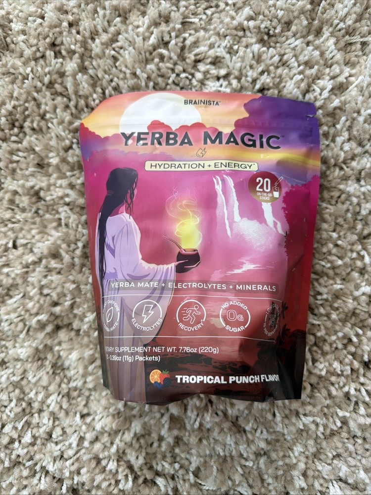 Yerba Magic Hydration + Energy – Tropical Punch with Electrolytes – 20 Packets