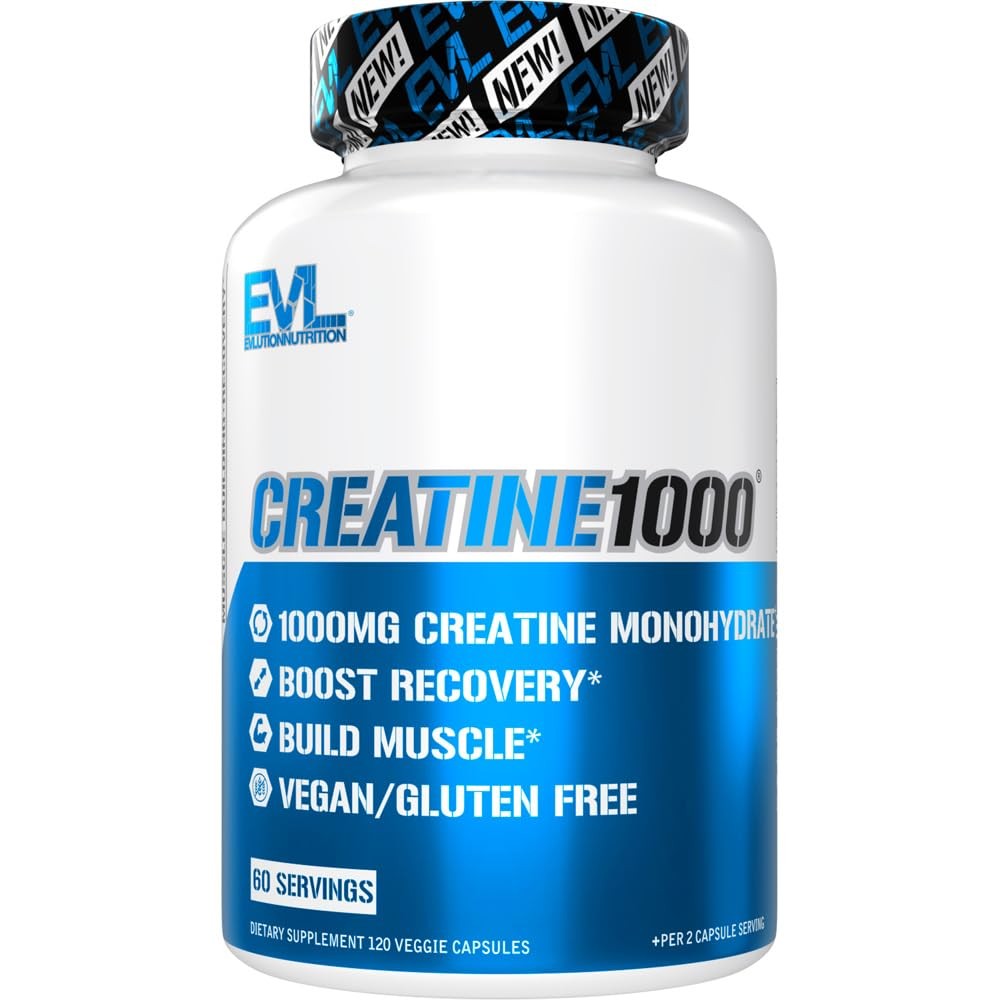 Creatine Monohydrate 1000mg Capsules for Muscle Recovery and Endurance 120 Count