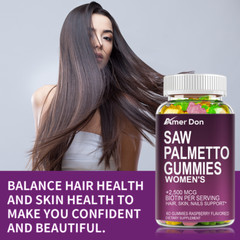 Saw Palmetto for Women + 2500 mcg Biotin Gummies DHT Blocker & Biotin Gummies 60