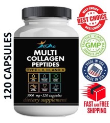 Multi Collagen Peptide protein 120 Caps 100o mg Type I,II,III,X Anti-Aging keto