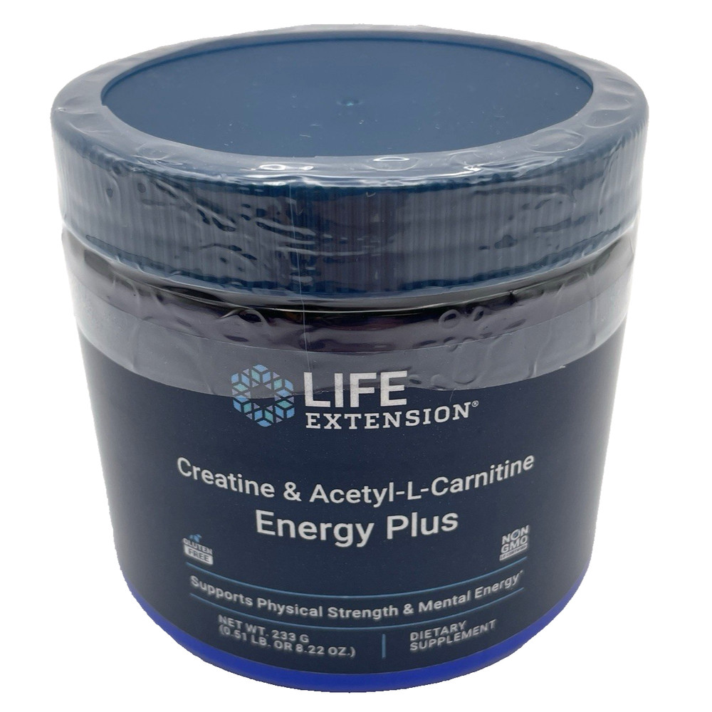 Creatine + Acetyl-L-Carnitine Energy Plus Life Extension 5000 mg Ex 10/26 Sealed