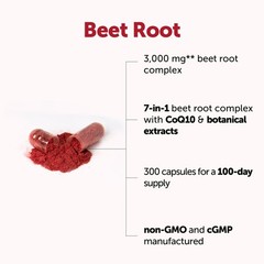 Micro Ingredients Beet Root Capsules 3000 Mg Per Serving 300 Capsules Nitric