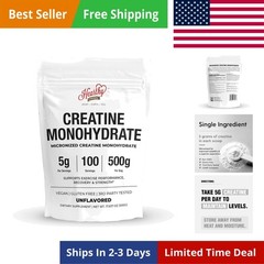 Creatine Monohydrate Micronized Powder 500g – 100 Servings, 5000mg Per Serving