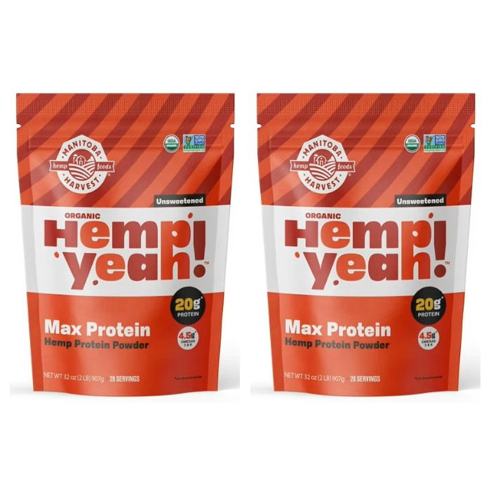 Manitoba Harvest Organic Hemp Yeah! Max Protein Unsweetened 32 oz (Pack of 2)
