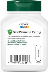 21st Century Saw Palmetto 450mg Veg Capsules, 60 Count 60 (Pack of 1)