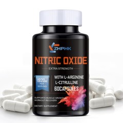60 Nitric Oxide Booster Supplement w/ L-Arginine Premium Workout Muscle Capsule