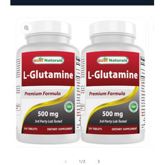 Best Naturals L-Glutamine 500mg 2 Pack 250 Tablets No Artificial Color, Sugar