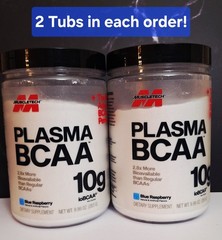 2 Tubs MuscleTech Plasma BCAA, Blue Raz, 30 Serv, Fast Absorption, 05/2028✨️