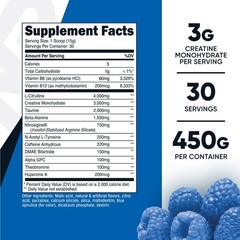 Nutricost Pre-C, Pre-Workout Complex with Creatine Powder (Blue Raspberry) 450g