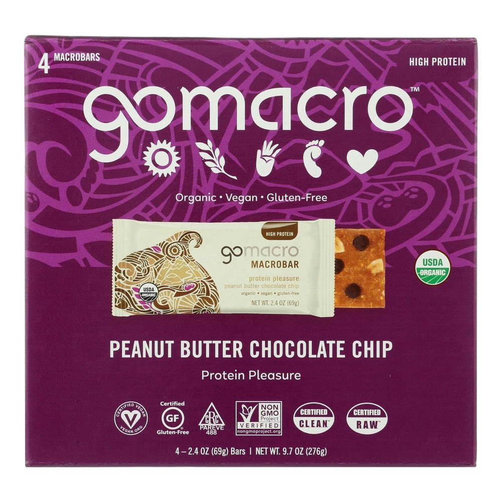 Gomacro – Bar Peanut Butter Chocolate Chip – 2.4 oz, 4 Per Pack (7 Packs Total)