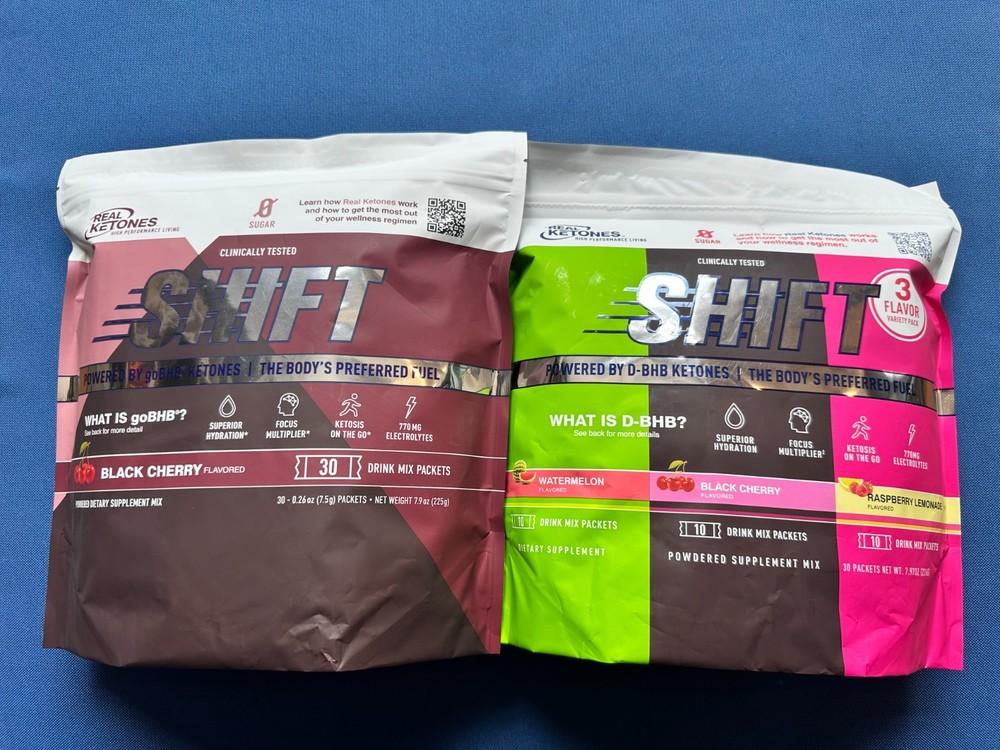 2 x Real Ketones SHIFT Combo Black Cherry + Variety Pack, 60 Days Supply, Exp 28