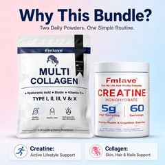 Creatine for Women + Collagen Peptides 5G Each – Muscle, Beauty, Performance 2pc