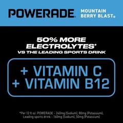 POWERADE Mountain Berry Blast Electrolyte Sports Drink Bottles, 20 fl oz, 8 Pack