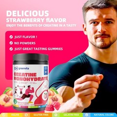 Creatine Monohydrate Gummies 5g, Pre-Workout Energy & Muscle Growth Support