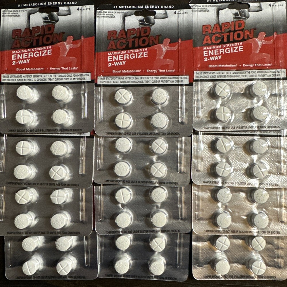 RAPID ACTION ENERGIZE 2-WAY ENERGY/DIET PILLS – 48 CT (12-4 CT PACKS)