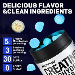 Lab-Verified Creatine Gummies – 5g Per Serving, 90 Count, Blueberry Flavor