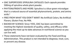 Gnc SuperFoods SPIRULINA 120 Capsules (120 Servings) Whole Plant BEST BY 05/26
