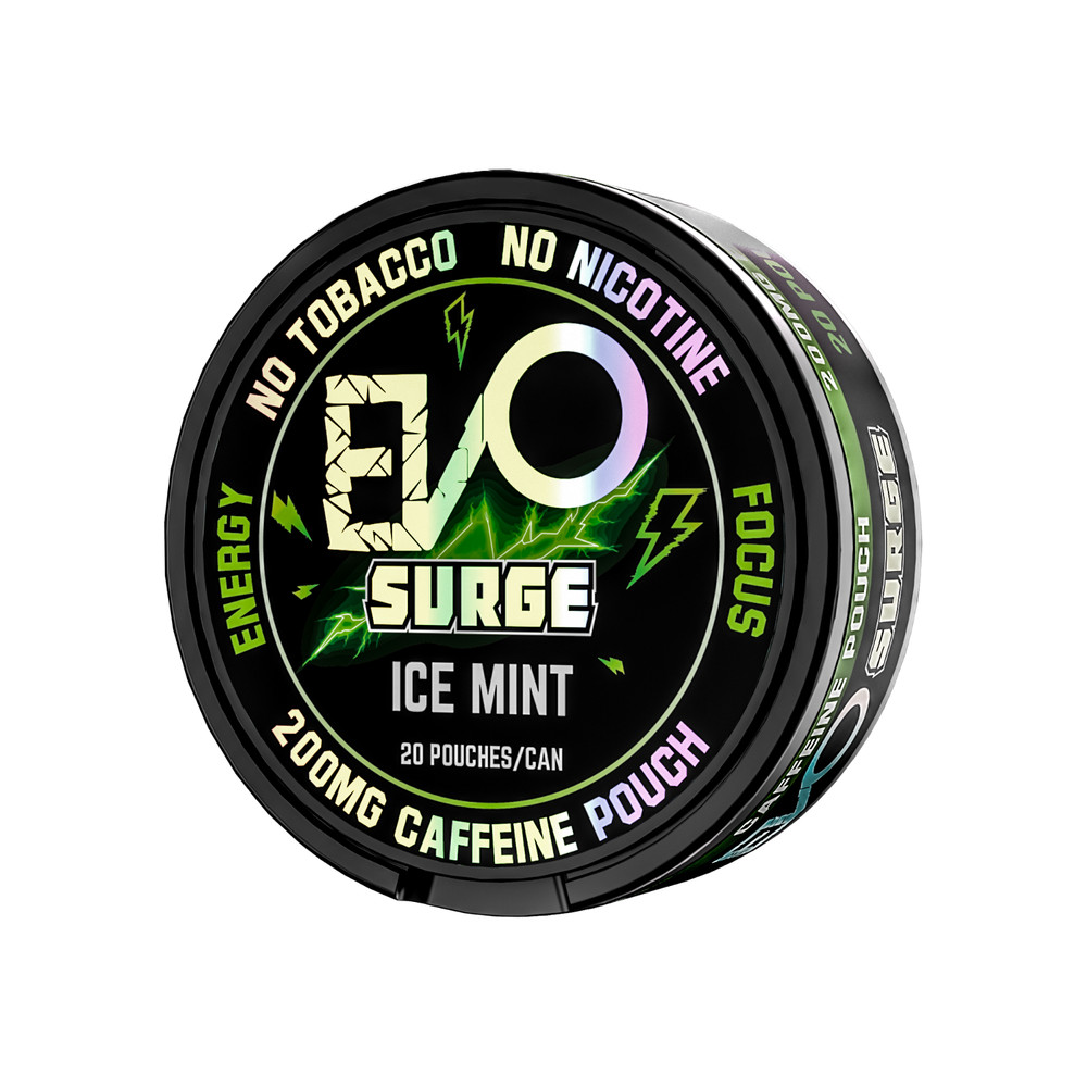 EVO Surge 200mg Caffeine Pouches – 20 Pouch Pack – Ice Mint Flavor