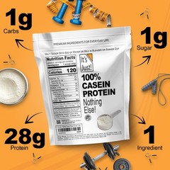 It’s Just! – 100% Casein Protein Powder, Made in USA, One 1 Pound (Pack of 1)
