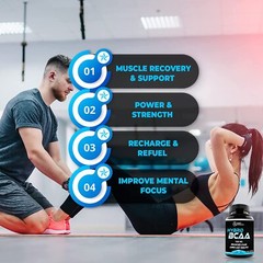 Hybrid BCAAs Amino Acids, 1000mg Sugar Free Pre Workout without Ceatine, Non-GMO