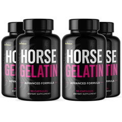 Horse Gelatin- Bodybuilding & Men’s Health Support- 4 Bottles- 360 Capsules