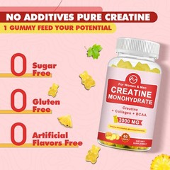 Creatine Monohydrate Gummies 3000mg Strength Energy Muscle Health For Women Men