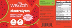 Wellah Electrolytes Powder (Watermelon) 50 Servings – Hydration Drink Mix
