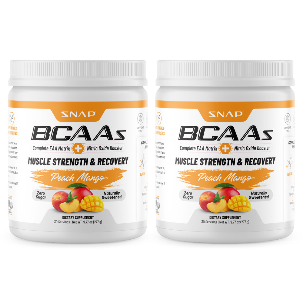 Snap Supplements Peach Mango BCAA Powder – Amino Energy – 2 Pack