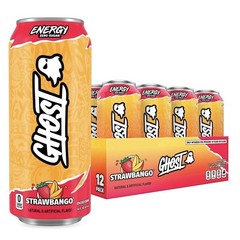 Ghost Energy Drink 🍹 Strawbango ZERO SUGAR! 4 Cans
