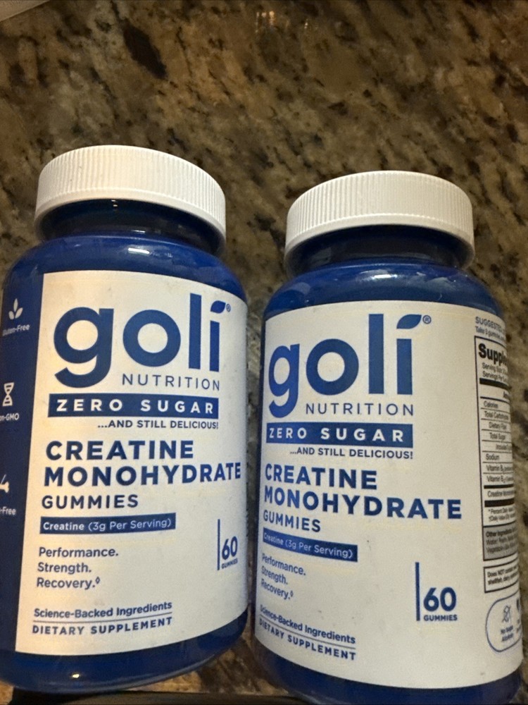 2x Goli Creatine Monohydrate Gummies Zero Sugar 60 Count 10/2027