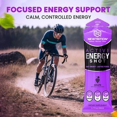 NewTrition Active Energy Shots 24ct 125mg Caffeine B12 Focus Energy Drink Pouch
